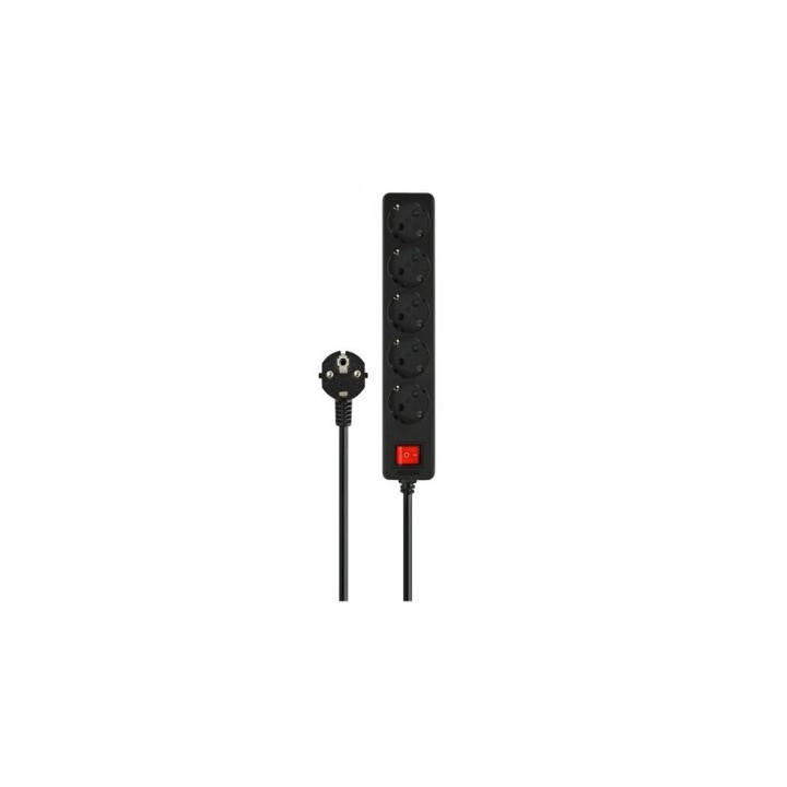 regleta de 5 enchufes savio lz 15 black 5 ecnhufe schuko cable 5m carga maxima 2500w