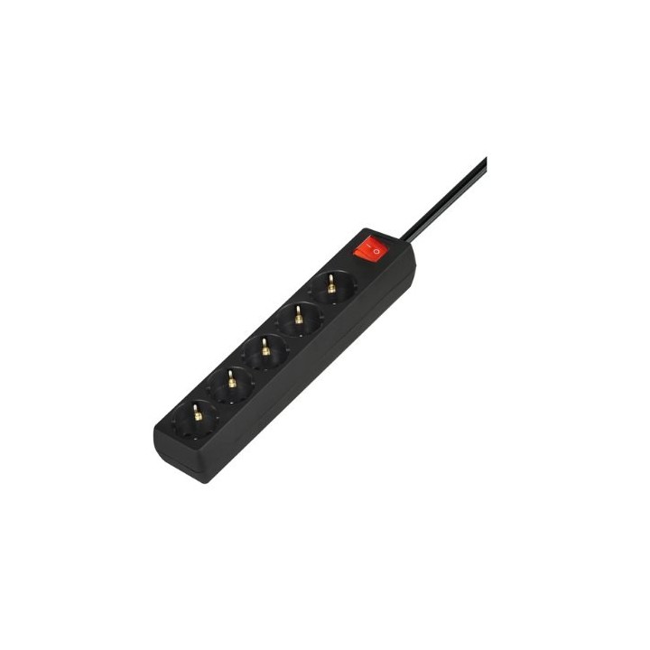 regleta de 5 enchufes savio lz 15 black 5 ecnhufe schuko cable 5m carga maxima 2500w