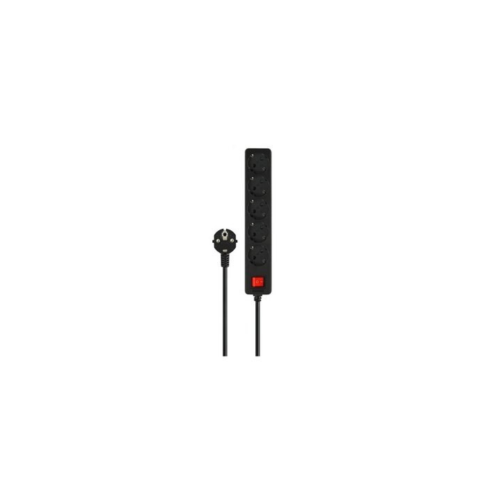 regleta de 5 enchufes savio lz 15 black 5 ecnhufe schuko cable 5m carga maxima 2500w