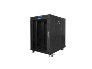 armario lanberg rack 19" 15u 600x800 flat pack negro puerta cristal con lcd