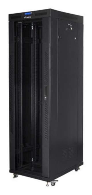 armario lanberg rack 19" 42u 800x800 flat pack negro puerta cristal con lcd