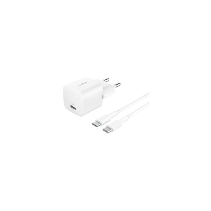 cargador usb belkin wca012kq1mwh b6 usb c pd 25w + cable usb c a usb c 1m color blanco