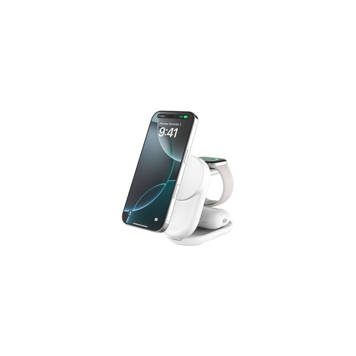 base de carga belkin ultracharge blanco magnetico plegable qi2 25w movil reloj y auriculares blanco
