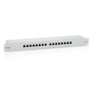 patch panel 16 puertos categoria 6 apantallado color gris claro