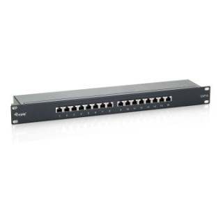 patch panel 16 puertos categoria 6 apantallado color negro