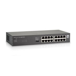 switch level one no gestion 16p 10/100/1000 mini con kit montaje rack 19"