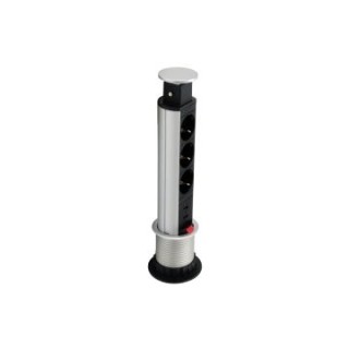regleta equip pop up para mesa 3 tomas + 2 puertos usb con interruptor aluminio diametro 60mm