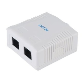 roseta de superficie categoria 5e 2 hembras rj45 color blanco