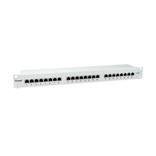 patch panel 24 puertos categoria 6 apantallado color gris claro