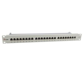 patch panel 24 puertos categoria 6a apantallado color gris claro