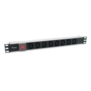 regleta alimentacion aluminio rack 19" 1u 8 tomas tipo iec c13 con interruptor cable 1.8m