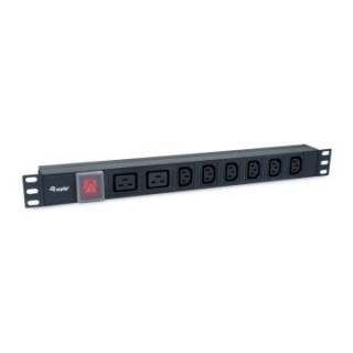 regleta alimentacion aluminio rack 19" 1u 6 tomas iec c13 + 2 tomas iec c19 con interruptor