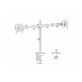 soporte de mesa equip 650167 para 2 pantallas 17" 32" brazo inclinable y giratorio 360 color blanco