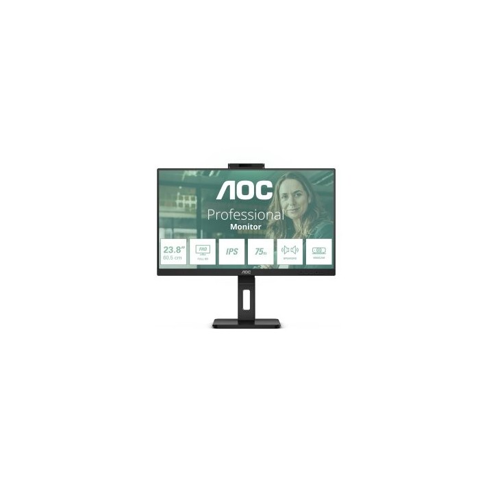 monitor 24" dp hdmi aoc 24p3qw ips fhd 1ms 75hz 2x5w webcam hub usb vesa 100x100 negro