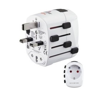 adaptador de viaje hama de 3 clavijas hasta 150 paises