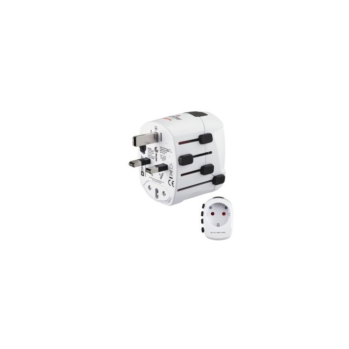 adaptador de viaje hama de 3 clavijas hasta 150 paises