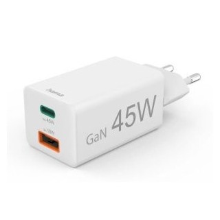 cargador usb hama 45w 1xusb c pd 1xusb a minicargador color blanco