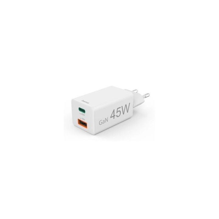 cargador usb hama 45w 1xusb c pd 1xusb a minicargador color blanco