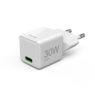 cargador usb hama super mini 1xusb c gan 30w quick charge power delivery color blanco