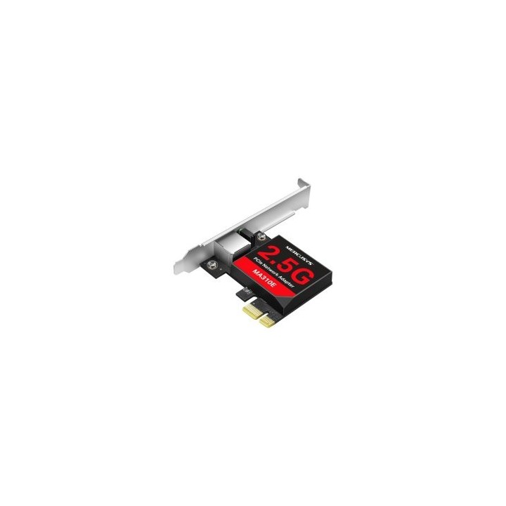 tarjeta de red pcie 2.5gbps mercusys ma310e incluye soporte estandar y de perfil bajo