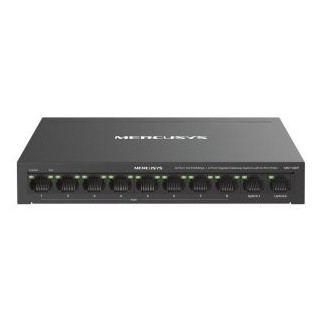 switch poe+ no gestionable mercusys ms110cp 10p 8xrj45 100mbps poe+ 2xgbps 65w 250m