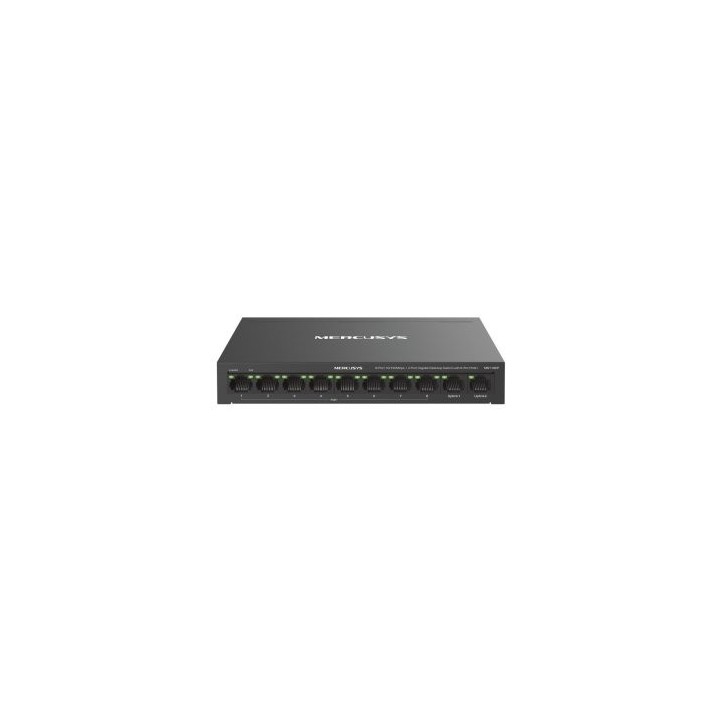 switch poe+ no gestionable mercusys ms110cp 10p 8xrj45 100mbps poe+ 2xgbps 65w 250m