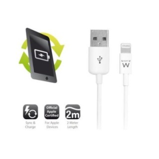 cable usb ewent lightning  usb a 2.0m blanco