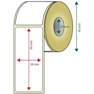 pack de 6 rollos de etiquetas adhesivas termicas blancas approx ancho 80mm tamaÃ£Âo etiqueta 38x90m