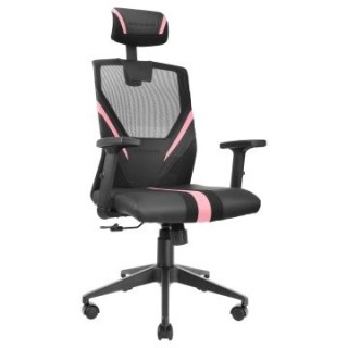 silla ergonomica mars gaming mgc ergo negra con detalles en rosa respaldo en malla transpirable ajus