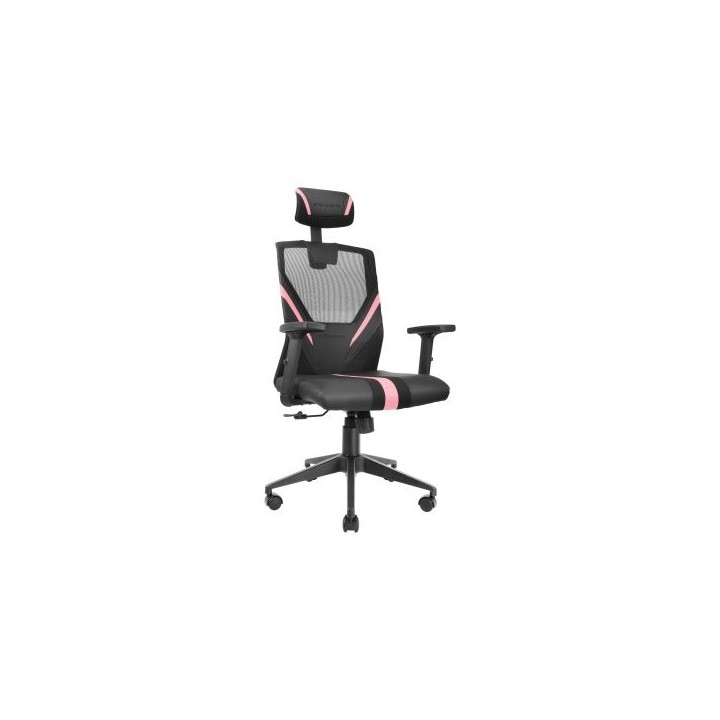 silla ergonomica mars gaming mgc ergo negra con detalles en rosa respaldo en malla transpirable ajus