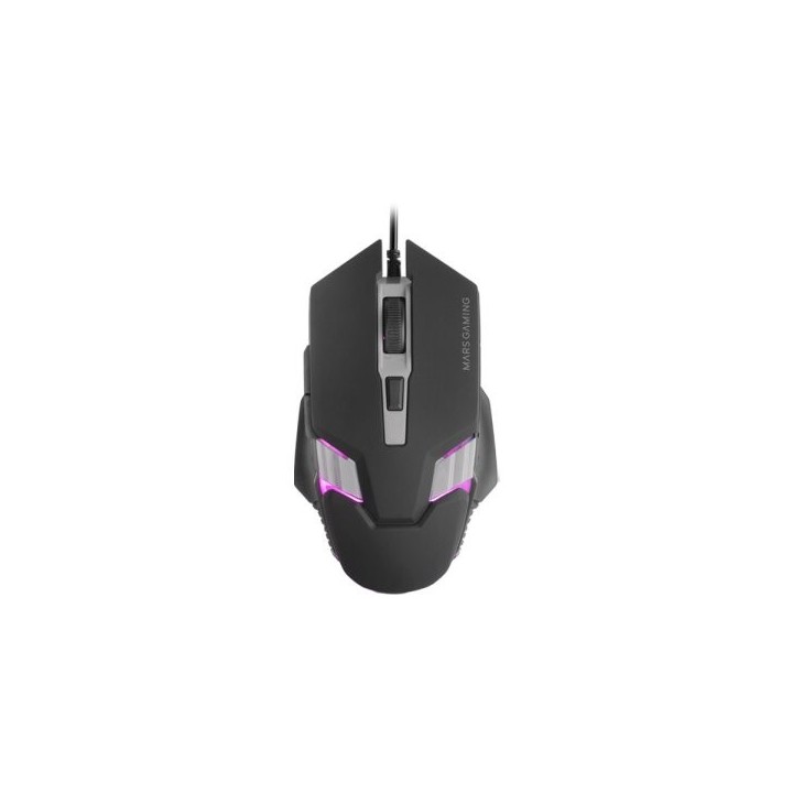 mouse mars gaming mm024 rgb flow 4000 dpi ajustable 6 botones mecanicos huano color negro