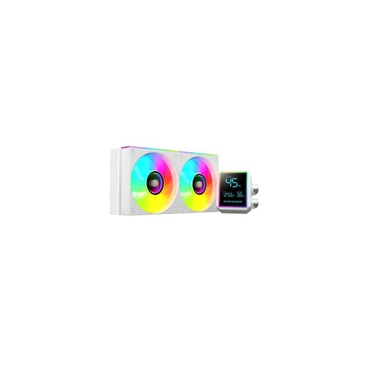 sistema de refrigeracion liquida mars gaming mllcdpro240w 2x120mm argb 500w tdp pantalla lcd blanc