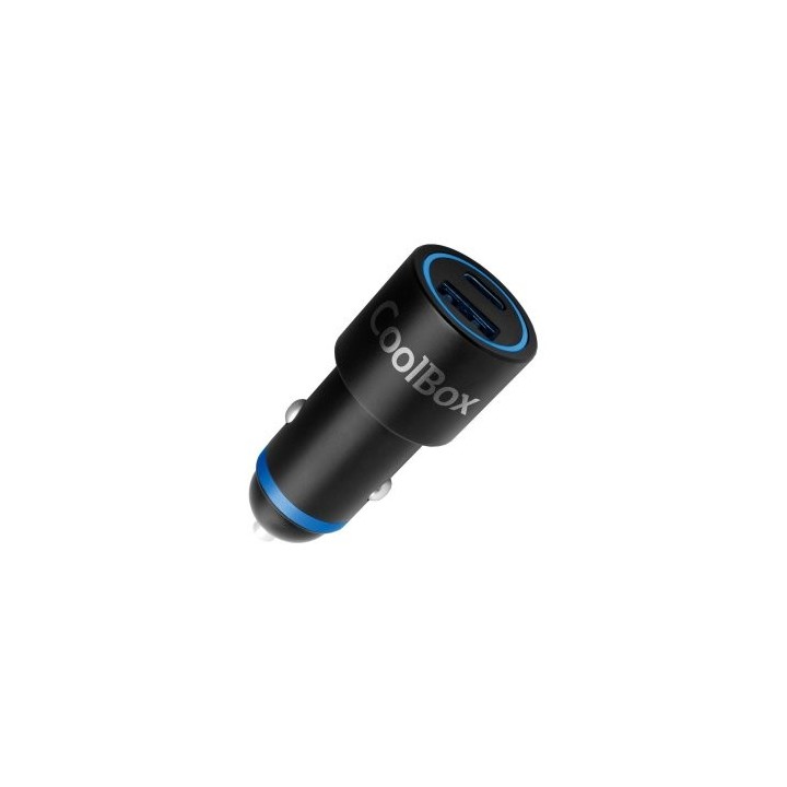 cargador de coche coolbox 48w 1xusb c 1xusb a color negro