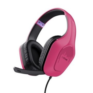 headset trust gaming gxt 415p zirox ligeros, microfono plegable, pink 24992