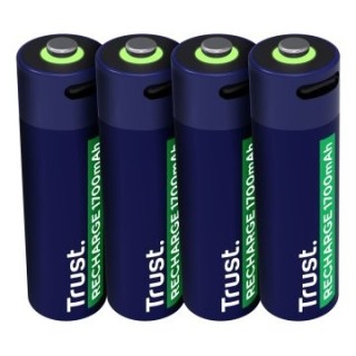 pilas aa recargable trust usb c 1700 mah pack 4 unidades 25631