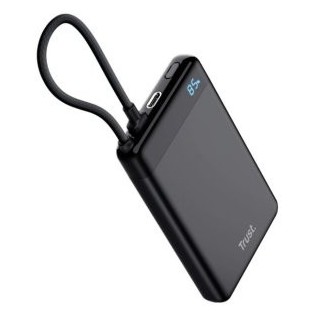 powerbank trust fiera 10000mah color negro cable usb c fijo
