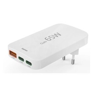 cargador de pared hama 65w plegable 2xusb c pd 1xusb a minicargador color blanco