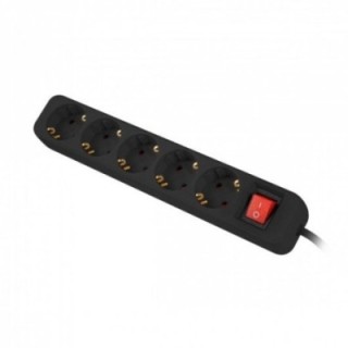 lanberg regleta lanberg 5 tomas schuko con protecion negra 3m