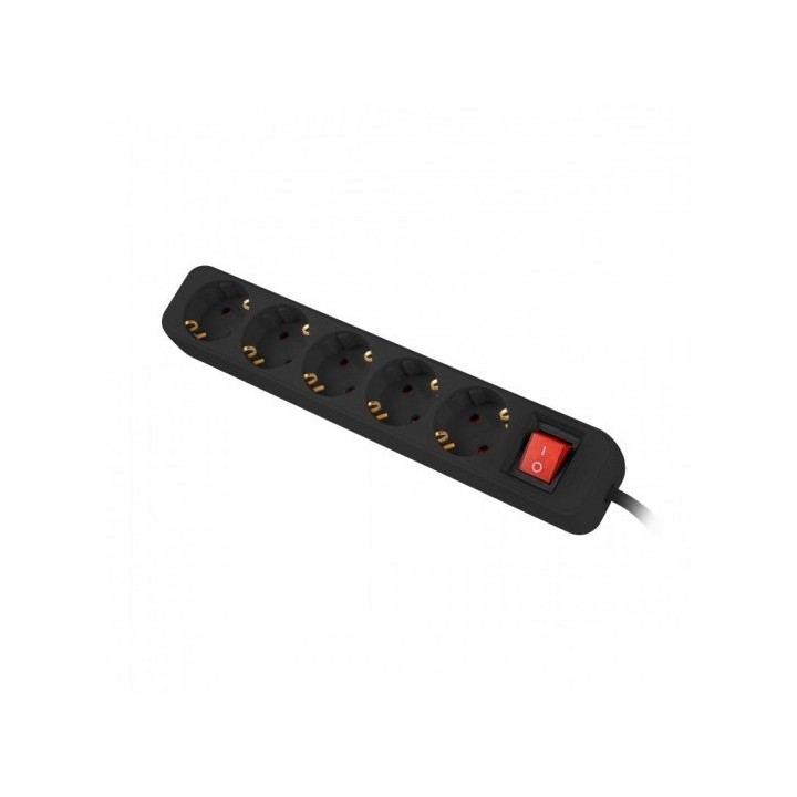 lanberg regleta lanberg 5 tomas schuko con protecion negra 3m