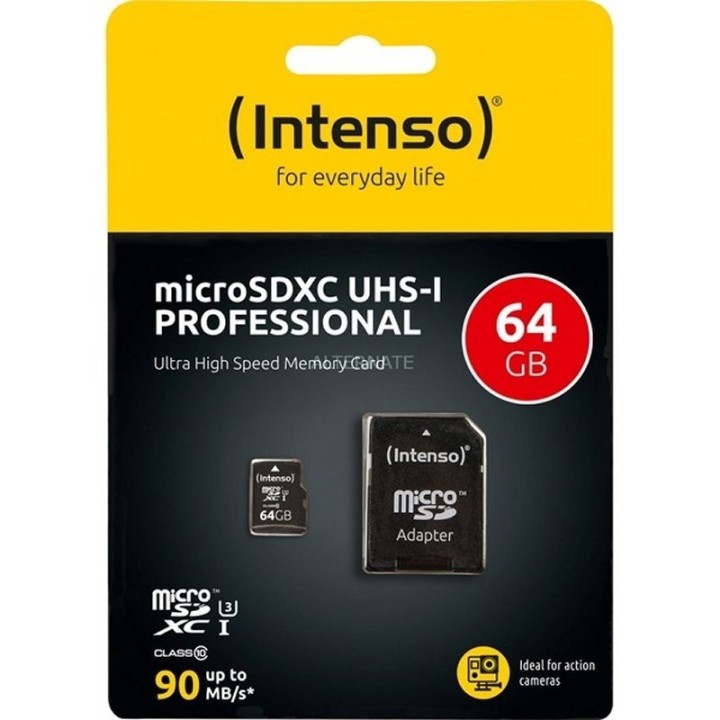 intenso 3433490 micro sd uhs i profesional 64gb