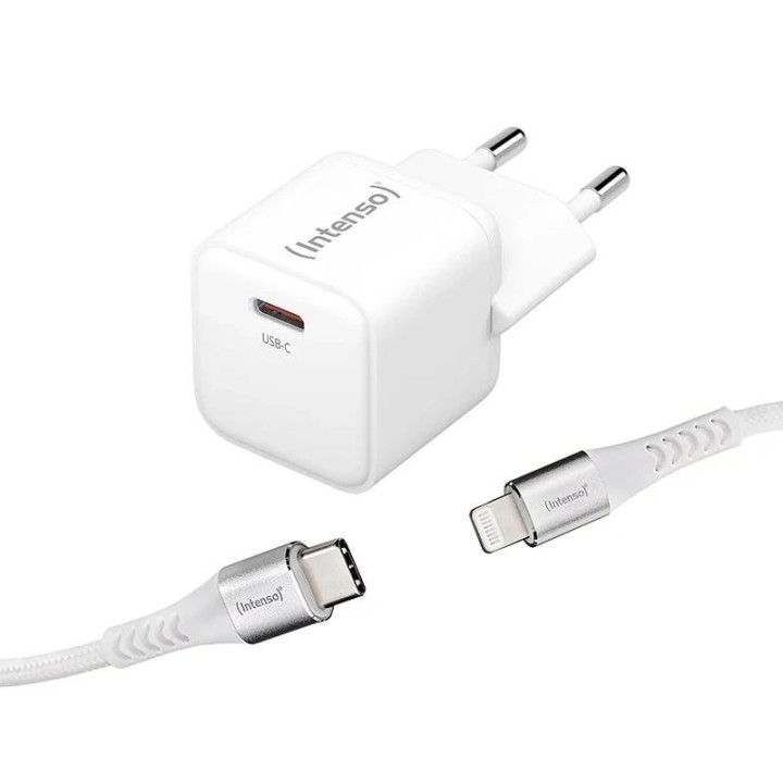 intenso  kit cargador gan w30c + cable lightning