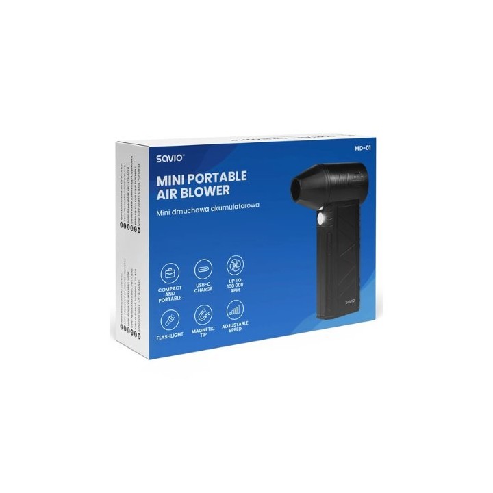 mini limpiador de aire savio md 01 black recargable compacto usb c 100 000rpm magnetica