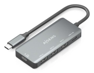hub aisens usb 3.1 usb c 1xpd 100w 1xusb c 3.0 3xusb a 2.0 gris 15cm
