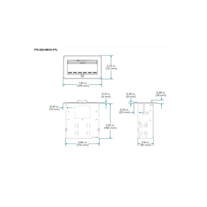 crestron crestron fliptop ft2 series cable management system, 202 size, mechanical, pass through lid