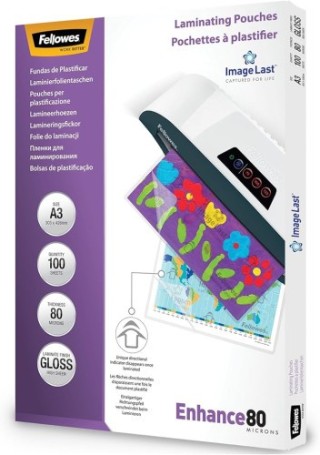 fellowes pack 500 fundas plastificar 80 micras brillo a3  303x426 mm  fellowes 100144239