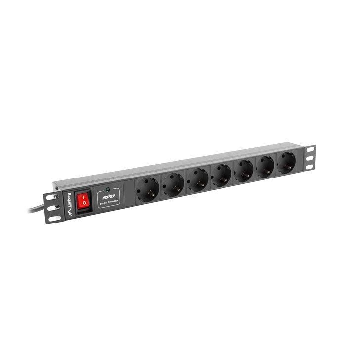 lanberg regleta lanberg 1u 16a rack 19 7x socket negro 2m