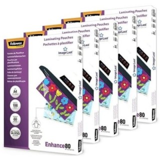 fellowes pack 500 fundas plastificar 80 micras brillo a4  216x303 mm  fellowes 100142462
