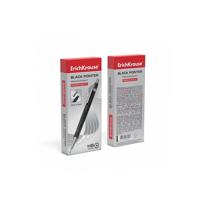 erich krause portaminas negro pointer 0.5 mm, hb erich krause 22005  pack  12 unidades