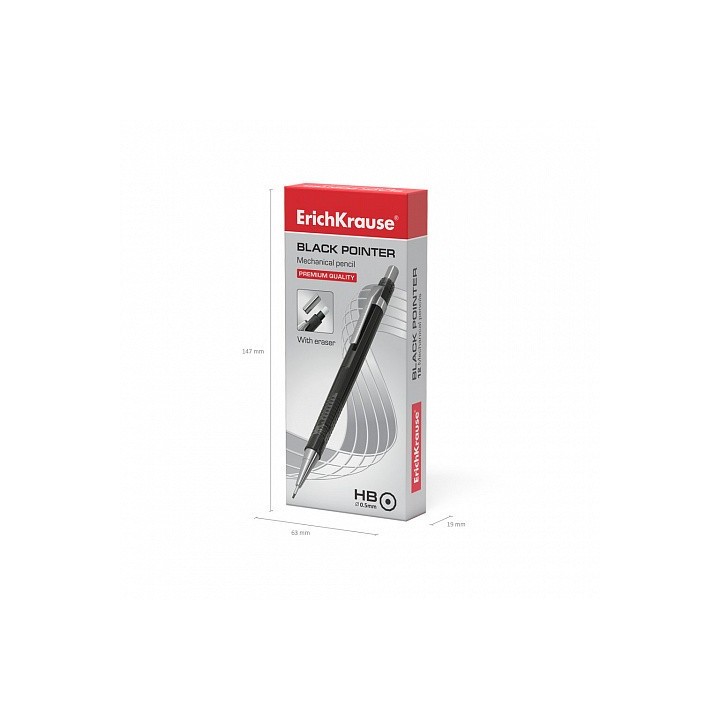 erich krause portaminas negro pointer 0.5 mm, hb erich krause 22005  pack  12 unidades