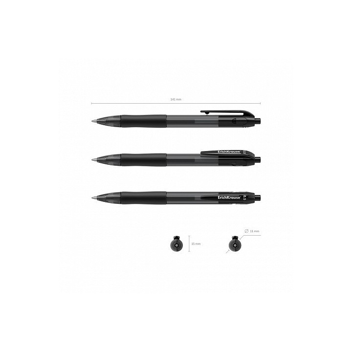 erich krause boligrafo de gel automatico smart gel, tinta color  negro erich krause 39012  pack  12
